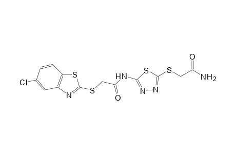 N-{5-[(2-amino-2-oxoethyl)sulfanyl]-1,3,4-thiadiazol-2-yl}-2-[(5-chloro-1,3-benzothiazol-2-yl)sulfanyl]acetamide