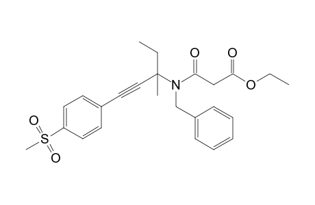 N-Benzyl-N-[3-(4-methanesulfonylphenyl)-1-ethyl-1-methylprop-2-ynyl]malonamic acid ethyl ester