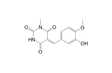 (5Z)-5-(3-hydroxy-4-methoxybenzylidene)-1-methyl-2,4,6(1H,3H,5H)-pyrimidinetrione