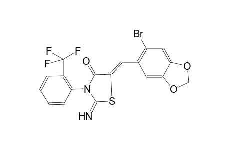 (5Z)-2-azanylidene-5-[(6-bromanyl-1,3-benzodioxol-5-yl)methylidene]-3-[2-(trifluoromethyl)phenyl]-1,3-thiazolidin-4-one