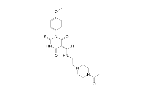 (5E)-5-({[2-(4-acetyl-1-piperazinyl)ethyl]amino}methylene)-1-(4-methoxyphenyl)-2-thioxodihydro-4,6(1H,5H)-pyrimidinedione