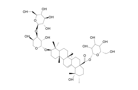 ILEXOSIDE II ; 3-O-beta-D-GLUCOPYRANOSYL (1-3)-alpha-L-ARABINOPYRANOSYL-POMOLIC ACID 28-O-beta-D-GLUCOPYRANOSIDE