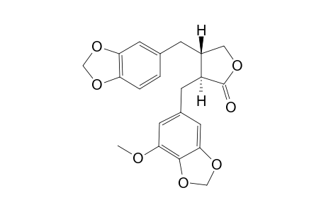 (2S,3S)-2-(3',4'-Methylenedioxybenzyl)-3-(5"-methoxy-3",4"-methylenedioxybenzyl)-butyrolactone