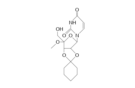 4'(S)-1-(2,3-O-Cyclohexylidene-4-O-methyl.beta.-D-erythro-pentofuranosyl-4-ulose)-uracil