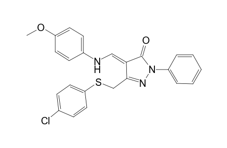 3H-Pyrazol-3-one, 5-[[(4-chlorophenyl)thio]methyl]-2,4-dihydro-4-[[(4-methoxyphenyl)amino]methylidene]-2-phenyl-