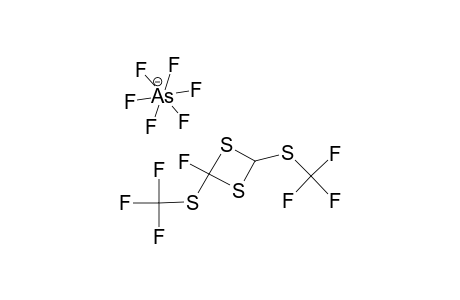 4-FLUORO-2,4-BIS-(TRIFLUOROMETHYLTHIO)-1,3-DITHIETAN-2-YLIUM-HEXAFLUOROARSENATE