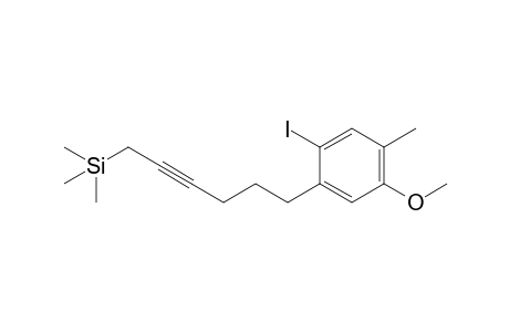 6-(2-iodanyl-5-methoxy-4-methyl-phenyl)hex-2-ynyl-trimethyl-silane