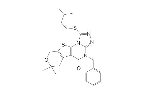 4-benzyl-1-(isopentylsulfanyl)-7,7-dimethyl-6,9-dihydro-7H-pyrano[4',3':4,5]thieno[3,2-e][1,2,4]triazolo[4,3-a]pyrimidin-5(4H)-one