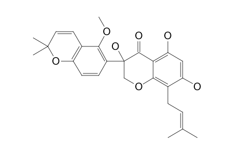 TETRAPTEROL-F;3,5,7-TRIHYDROXY-2'-METHOXY-8-GAMMA,GAMMA-DIMETHYLALLYL-6''',6'''-DIMETHYLPYRANO-[2''',3''':4',3']-ISOFLAVANONE