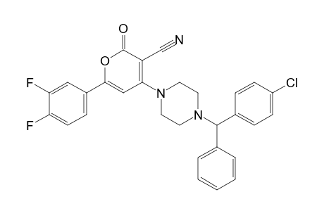 4-[4-[(4-chlorophenyl)-phenyl-methyl]piperazin-1-yl]-6-(3,4-difluorophenyl)-2-oxo-pyran-3-carbonitrile