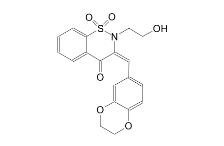 4H-1,2-benzothiazin-4-one, 3-[(2,3-dihydro-1,4-benzodioxin-6-yl)methylene]-2,3-dihydro-2-(2-hydroxyethyl)-, 1,1-dioxide, (3E)-