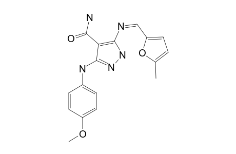 3-[(4-METHOXYPHENYL)-AMINO]-5-[[(5-METHYLFURAN-2-YL)-METHYLIDENE]-AMINO]-1H-PYRAZOLE-4-CARBOXAMIDE