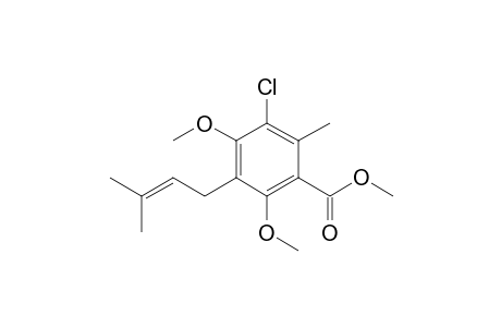 5-chloro-2,4-dimethoxy-6-methyl-3-(3-methylbut-2-enyl)benzoic acid methyl ester