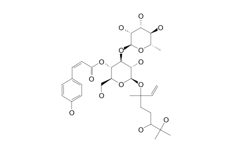 LIPEDOSIDE-B-V;3-(6,7-DIHYDROXY-3,7-DIMETHYLOCT-1-ENYL)-(3-O-ALPHA-L-RHAMNOPYRANOSYL)-(4-O-CIS-PARA-COUMAROYL)-BETA-D-GLUCOPYRANOSIDE