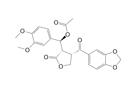 2(S*)-[.alpha.(S*)-Acetoxy-3,4-dimethoxybenzyl]-3(S*)-[3,4-(methylenedioxy)benzoyl]butyrolactone