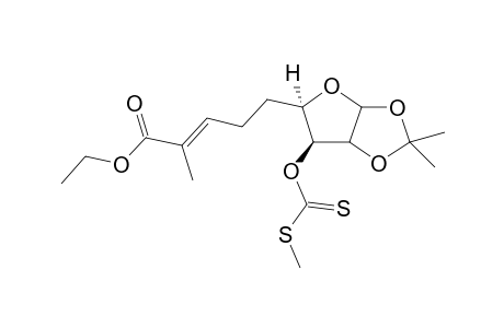 Ethyl 5,6-Dideoxy-1,2-O-isopropylidene-8-C-methyl-3-O-(S-methylthiocarbonate)-.alpha.,D-xylo-nona-7-enofuranuronate