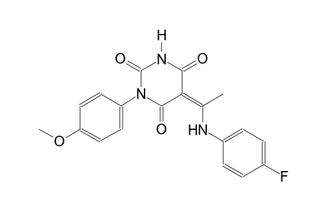 (5Z)-5-[1-(4-fluoroanilino)ethylidene]-1-(4-methoxyphenyl)-2,4,6(1H,3H,5H)-pyrimidinetrione