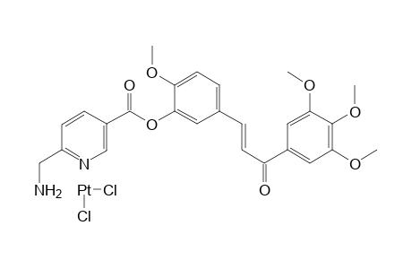cis-{(E)-2-Methoxy-5-[3'-oxo-3'-(3'',4'',5''-trimethoxyphenyl)-prop-1'-enyl]-phenyl 6- amino-methylnicotinate}dichloridoplatinum (II)