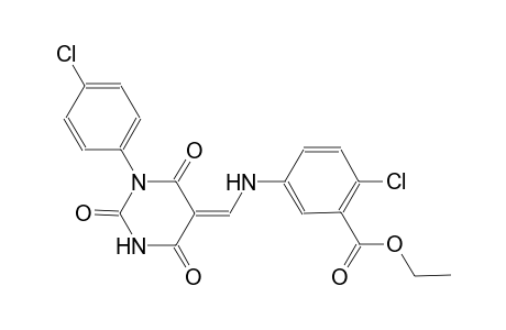 ethyl 2-chloro-5-{[(Z)-(1-(4-chlorophenyl)-2,4,6-trioxotetrahydro-5(2H)-pyrimidinylidene)methyl]amino}benzoate