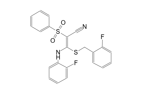 2-propenenitrile, 3-[(2-fluorophenyl)amino]-3-[[(2-fluorophenyl)methyl]thio]-2-(phenylsulfonyl)-, (2E)-