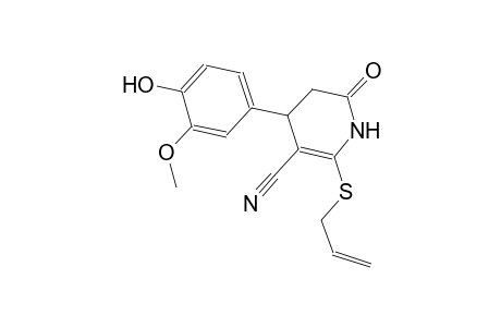 3-pyridinecarbonitrile, 1,4,5,6-tetrahydro-4-(4-hydroxy-3-methoxyphenyl)-6-oxo-2-(2-propenylthio)-