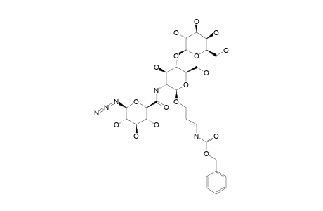 #7F;3-BENZYLOXYCARBONYLAMINOPROPYL-BETA-D-GALACTOPYRANOSYL-(1->4)-2-DEOXY-2-(1-DEOXY-1-AZIDO-BETA-D-GLUCOHEXOPYRANOSYLURONAMIDE)-BETA-D-GLUCOPYRANOSIDE