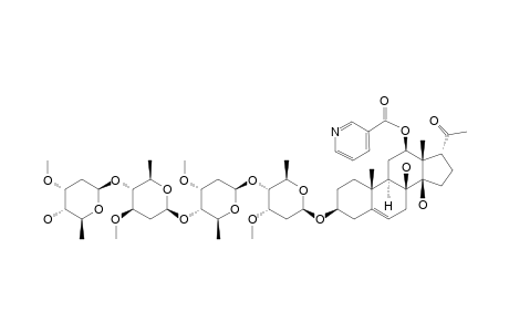 #14;SYRIACOSIDE-J;12-O-NICITINOYLLINEOLON-3-O-BETA-D-CYMAROPYRANOSYL-(1->4)-BETA-D-OLEANDROPYRANOSYL-(1->4)-BETA-D-CYMAROPYRANOSYL-(1->4)-BETA-D-CYMAROP