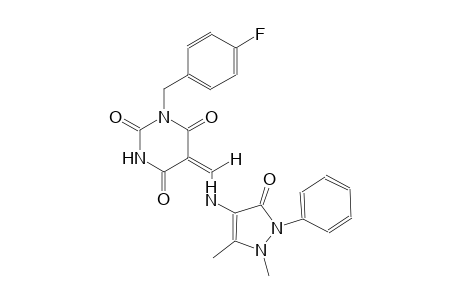 (5E)-5-{[(1,5-dimethyl-3-oxo-2-phenyl-2,3-dihydro-1H-pyrazol-4-yl)amino]methylene}-1-(4-fluorobenzyl)-2,4,6(1H,3H,5H)-pyrimidinetrione