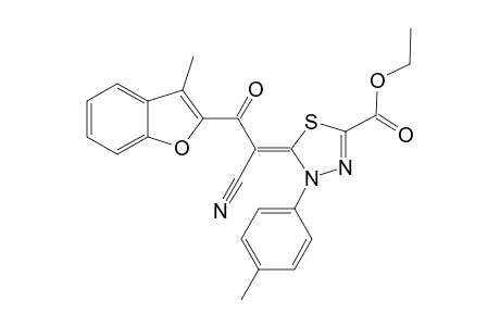 Ethyl 5-(1-cyano-2-(3-methylbenzofuran-2-yl)-2-oxoethylidene)-4-p-tolyl-4,5-dihydro-1,3,4-thiadiazole-2-carboxylate