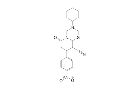 2H,6H-pyrido[2,1-b][1,3,5]thiadiazine-9-carbonitrile, 3-cyclohexyl-3,4,7,8-tetrahydro-8-(4-nitrophenyl)-6-oxo-