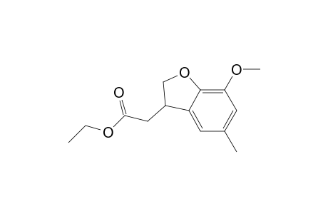 3-Benzofuranacetic acid, 2,3-dihydro-7-methoxy-5-methyl-, ethyl ester
