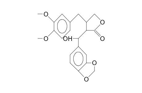 C-3,C-6-erythro-3-(3'',4''-Dimethoxy-benzyl)-3-(A-hydroxy-3',4'-methylenedioxy-benzyl)-butyrolactone