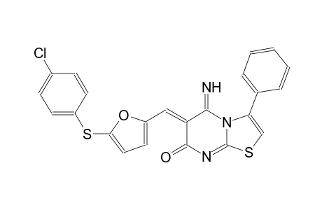 (6Z)-6-({5-[(4-chlorophenyl)sulfanyl]-2-furyl}methylene)-5-imino-3-phenyl-5,6-dihydro-7H-[1,3]thiazolo[3,2-a]pyrimidin-7-one