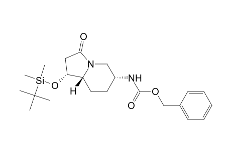 Carbamic acid, [1-[[(1,1-dimethylethyl)dimethylsilyl]oxy]octahydro-3-oxo-6-indolizin yl]-, phenylmethyl ester, (1.alpha.,6.alpha.,8a.beta.)-(.+-.)-