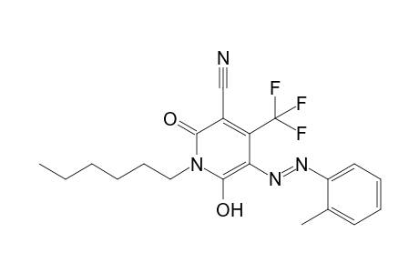 3-Cyano-1-hexyl-6-hydroxy-5-(2-methylphenylazo)-4-trifluoromethyl-2-pyridone