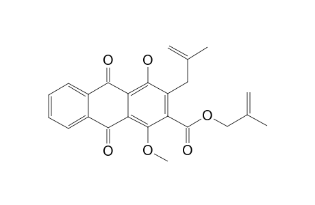 2''-METHYLPROP-2''-ENYL-4-HYDROXY-1-METHOXY-3-(2'-METHYLPROP-2'-ENYL)-9,10-DIOXO-9,10-DIHYDROANTHRACENE-2-CARBOXYLATE