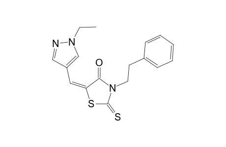 (5E)-5-[(1-ethylpyrazol-4-yl)methylene]-3-phenethyl-2-thioxo-thiazolidin-4-one