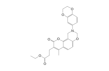 ethyl 3-[9-(2,3-dihydro-1,4-benzodioxin-6-yl)-4-methyl-2-oxo-9,10-dihydro-2H,8H-chromeno[8,7-e][1,3]oxazin-3-yl]propanoate