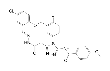 N-{5-[2-((2E)-2-{5-chloro-2-[(2-chlorobenzyl)oxy]benzylidene}hydrazino)-2-oxoethyl]-1,3,4-thiadiazol-2-yl}-4-methoxybenzamide