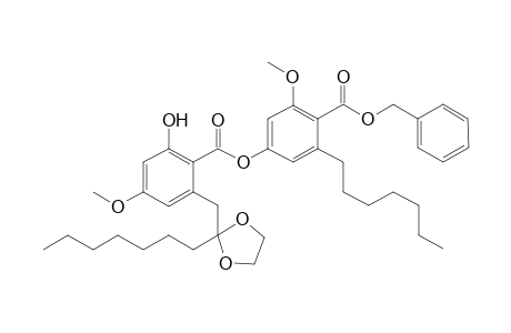 benzyl 6- heptyl-4-[6'-{(2''-heptyl-1'',3''-dioxolan-2''-yl)methyl}-2'-hydroxy-4'-methoxybenzoyloxy]-2-methoxybenzoate