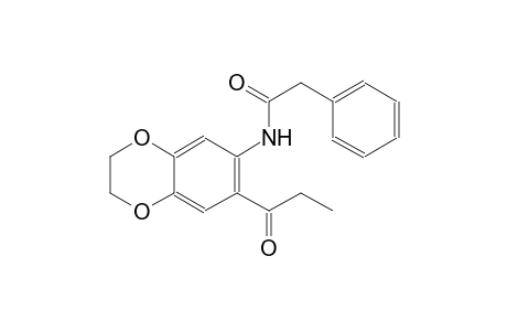 benzeneacetamide, N-[2,3-dihydro-7-(1-oxopropyl)-1,4-benzodioxin-6-yl]-