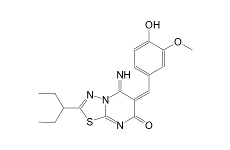 (6E)-2-(1-ethylpropyl)-6-(4-hydroxy-3-methoxybenzylidene)-5-imino-5,6-dihydro-7H-[1,3,4]thiadiazolo[3,2-a]pyrimidin-7-one