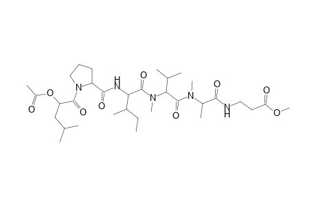 .beta.-Alanine, N-[N-[N-[N-[1-(D-2-hydroxy-4-methylvaleryl)-L-prolyl]-L-isoleucyl]-N-methyl-L-valyl]-N-methyl-L-alanyl]-, methyl ester, acetate (ester)