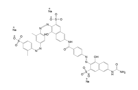 2-Naphthalenesulfonic acid, 7-[[4-[[6-[(aminocarbonyl)amino]1-hydroxy-3-sulfo-2-naphthalenyl]azo]benzoyl]amino]-4-hydroxy-3-[[2-methyl-4-[(2-methyl-4-sulfophenyl)azo]phenyl]azo]-, trisodium salt
