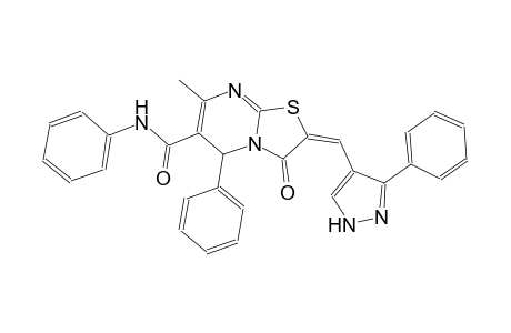 (2E)-7-methyl-3-oxo-N,5-diphenyl-2-[(3-phenyl-1H-pyrazol-4-yl)methylene]-2,3-dihydro-5H-[1,3]thiazolo[3,2-a]pyrimidine-6-carboxamide