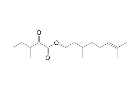 2-keto-3-methyl-valeric acid 3,7-dimethyloct-6-enyl ester