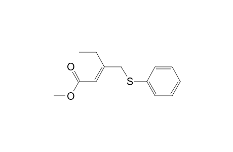 2-Pentenoic acid, 3-[(phenylthio)methyl]-, methyl ester, (E)-
