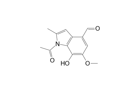 N-Acetyl-4-formyl-7-hydroxy-6-methoxy-2-methylindole