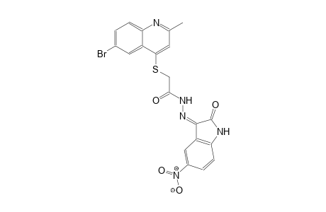 2-[(6-bromo-2-methyl-4-quinolinyl)sulfanyl]-N'-[(3Z)-5-nitro-2-oxo-1,2-dihydro-3H-indol-3-ylidene]acetohydrazide