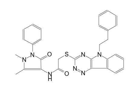 N-(1,5-dimethyl-3-oxo-2-phenyl-2,3-dihydro-1H-pyrazol-4-yl)-2-{[5-(2-phenylethyl)-5H-[1,2,4]triazino[5,6-b]indol-3-yl]sulfanyl}acetamide